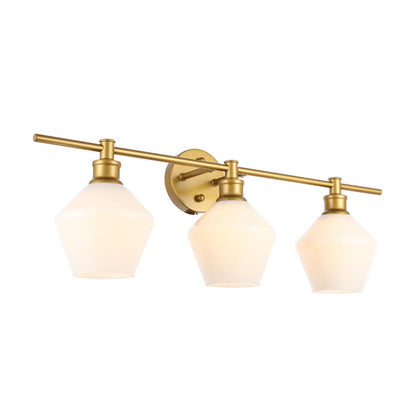 Gene 3 light Brass and Frosted white glass Wall sconce