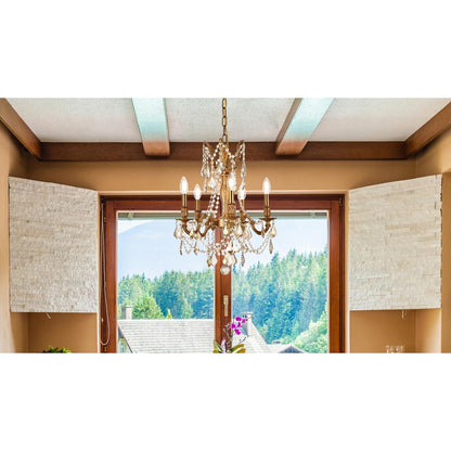Rosalia 5 light French Gold Pendant Golden Teak (Smoky) Royal Cut Crystal