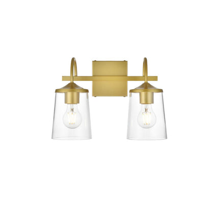 Avani 2 light Brass and Clear Bath Sconce