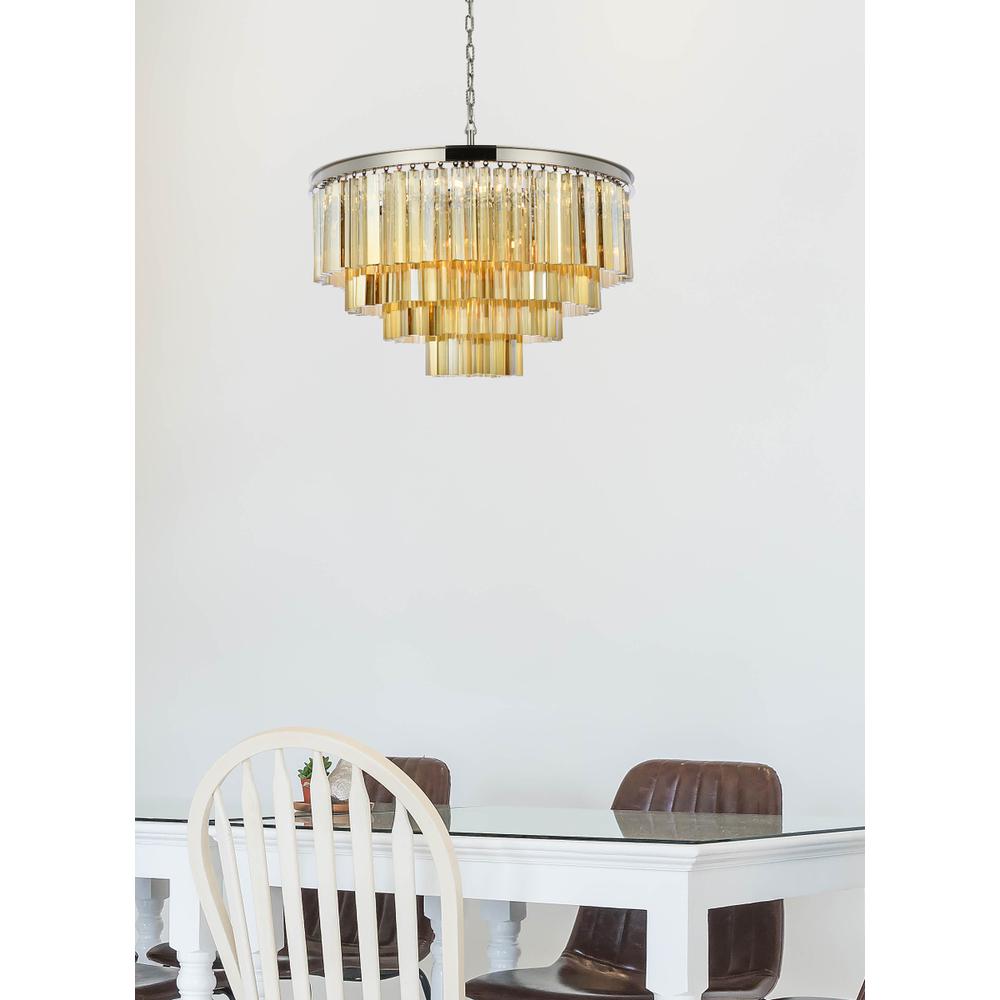Sydney 17 light polished nickel Chandelier Golden Teak (Smoky) Royal Cut Crystal