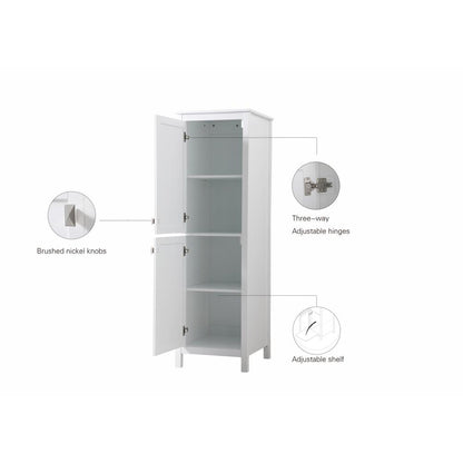 20 Inch Wide Bathroom Linen Storage Freestanding Cabinet In White