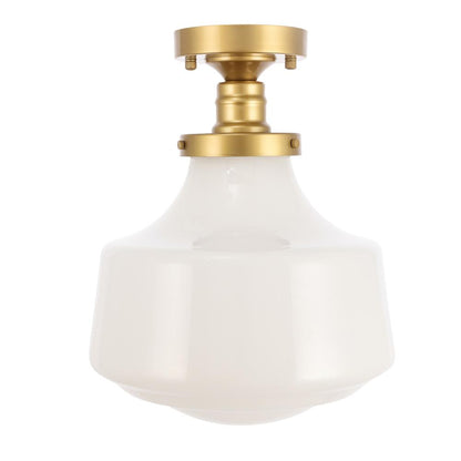 Lyle 1 light Brass and frosted white glass Flush mount