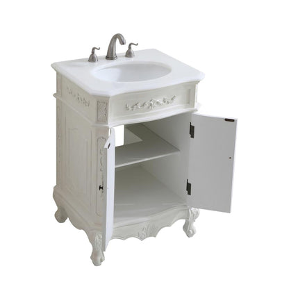 24 inch Single Bathroom vanity in Antique White