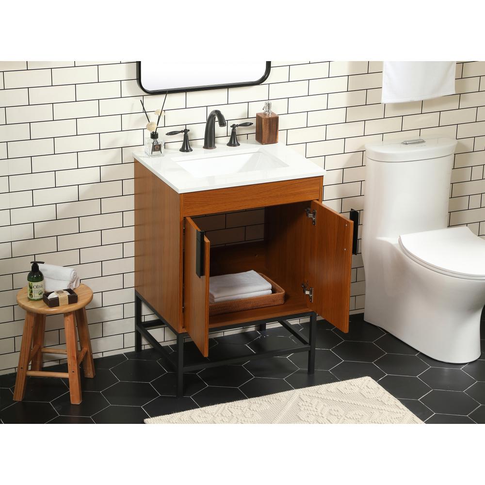 24 inch Single bathroom vanity in teak