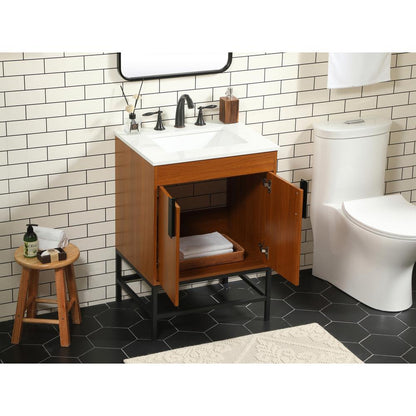 24 inch Single bathroom vanity in teak
