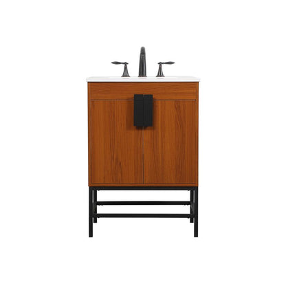 24 inch Single bathroom vanity in teak