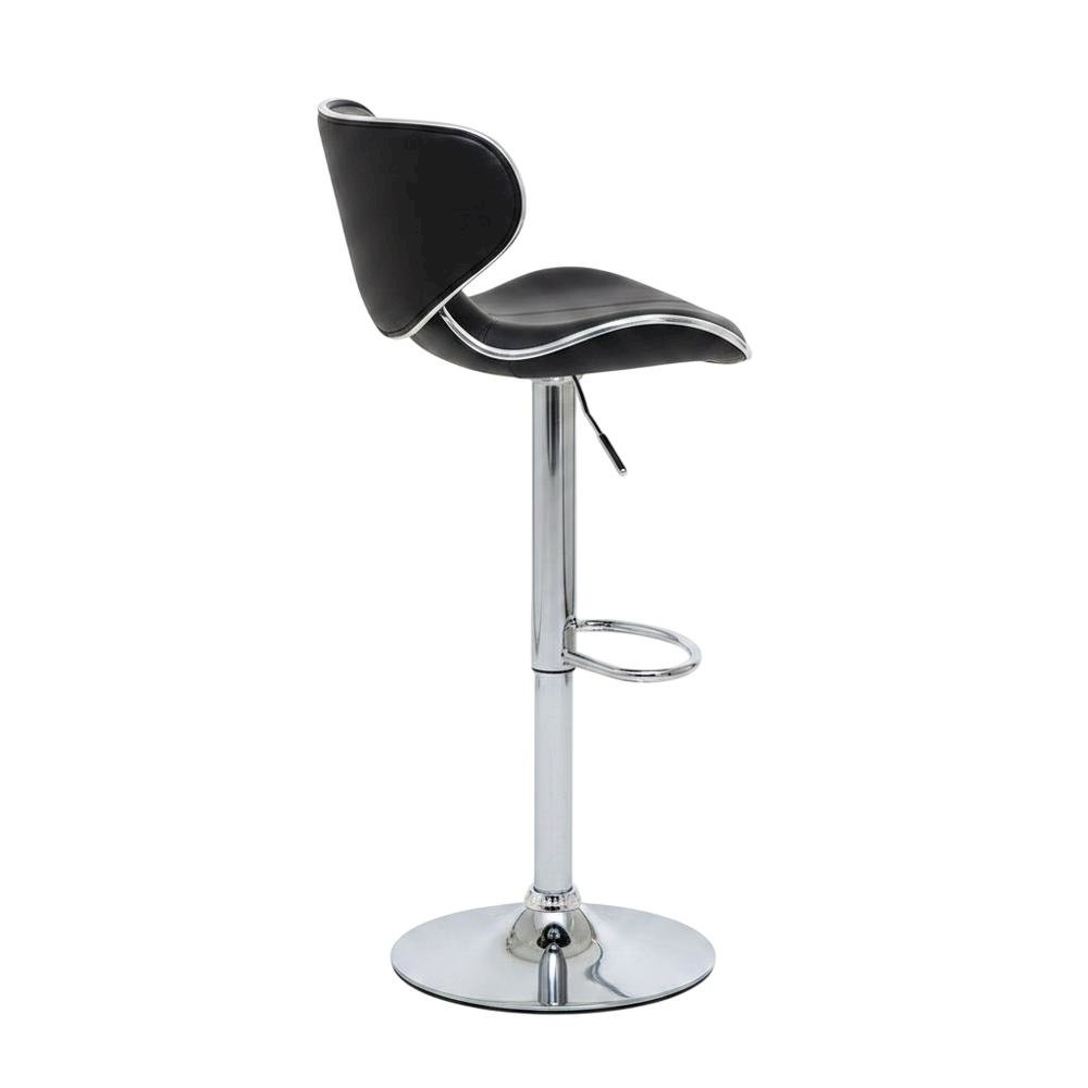 Black Leatherette Adjustable Swivel Barstool with Chrome Base, Set of 2