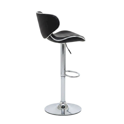 Black Leatherette Adjustable Swivel Barstool with Chrome Base, Set of 2