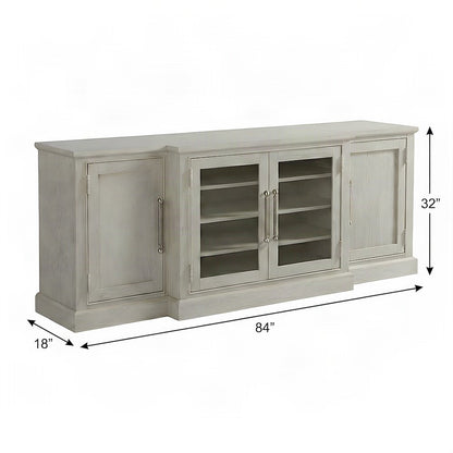 Veneer Entertainment Console TV Stand with Adjustable Shelves, Sandbar