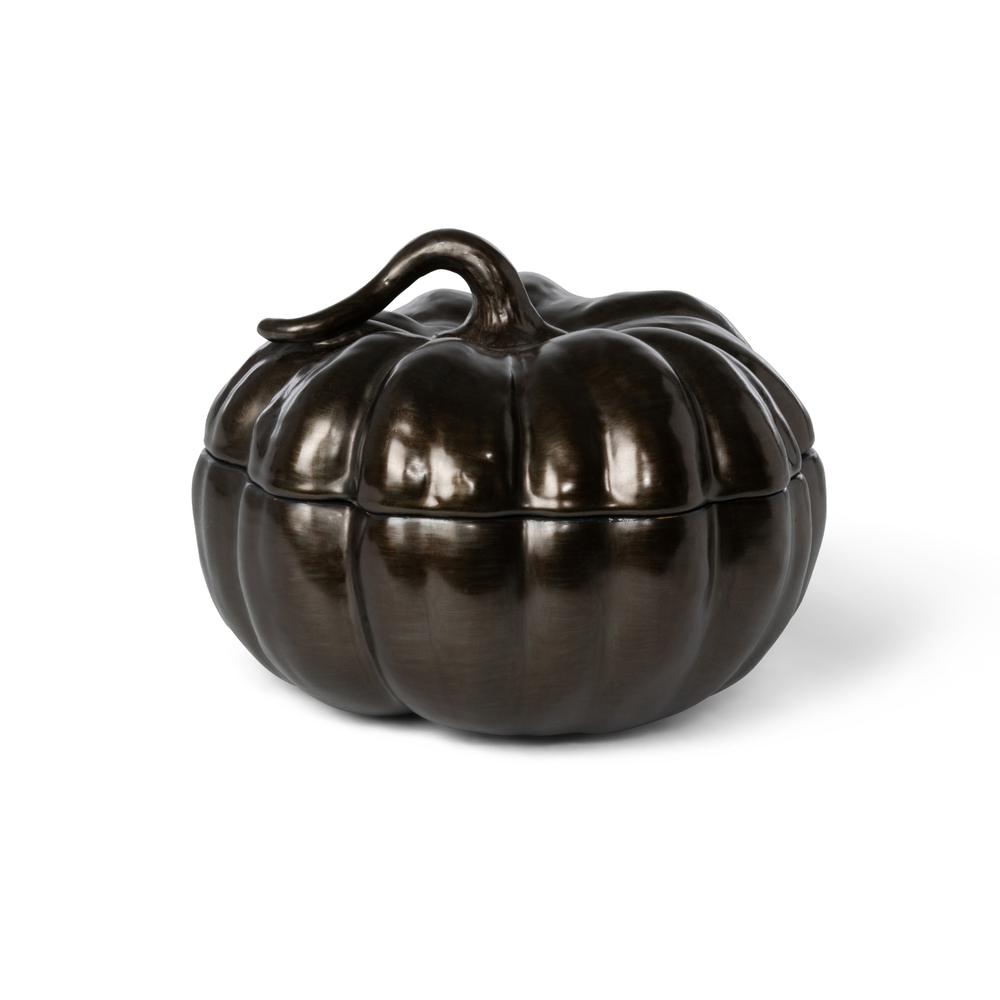 Bronze Lidded Ceramic Pumpkin Bowl, Medium