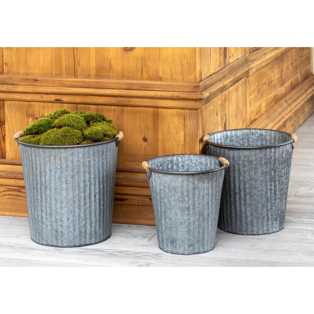 Galvanized Flower Bucket, Medium