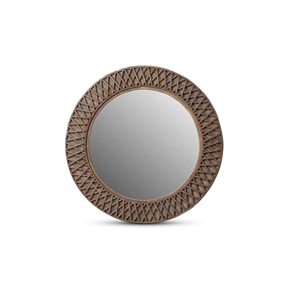 Iron Lattice Round Wall Mirror