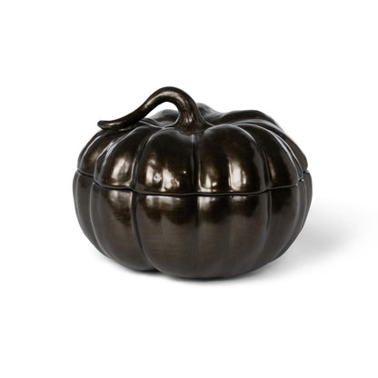 Bronze Lidded Ceramic Pumpkin Bowl, Medium