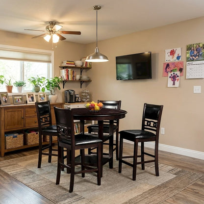 5-Piece Transitional Gray Wood Dining Set with Chairs for Modern Homes