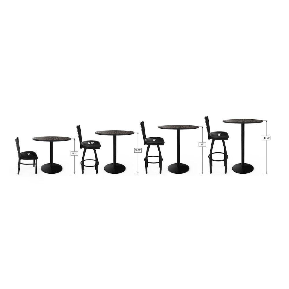 L214 Winnipeg Jets 36' Tall - 36' Top Pub Table w/ Black Wrinkle Finish (8105)