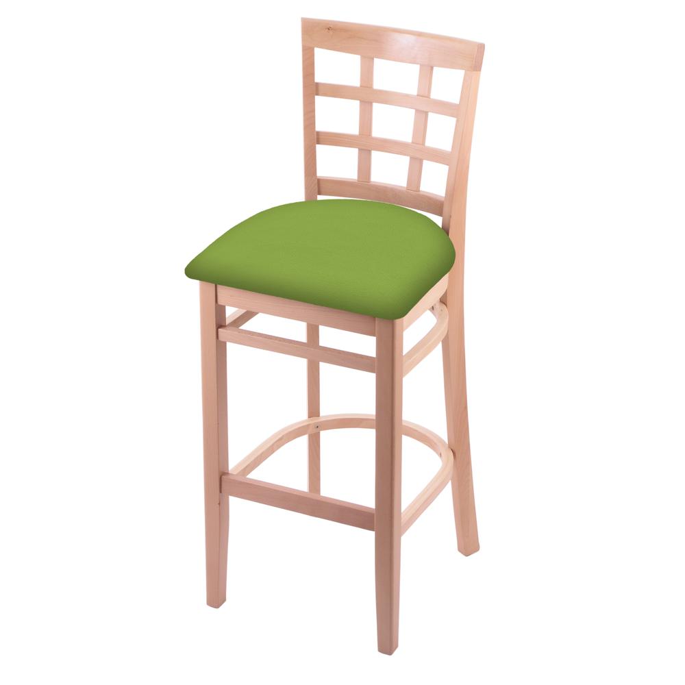 3130 30" Bar Stool with Natural Finish and Canter Kiwi Green Seat