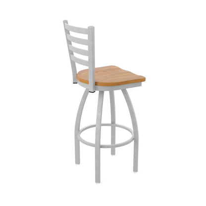 410 Jackie 36" Swivel Bar Stool with Anodized Nickel Finish and Medium Oak Seat