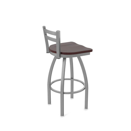 411 Jackie Low Back Stainless Steel 30" Swivel Bar Stool with Dark Cherry Maple Seat