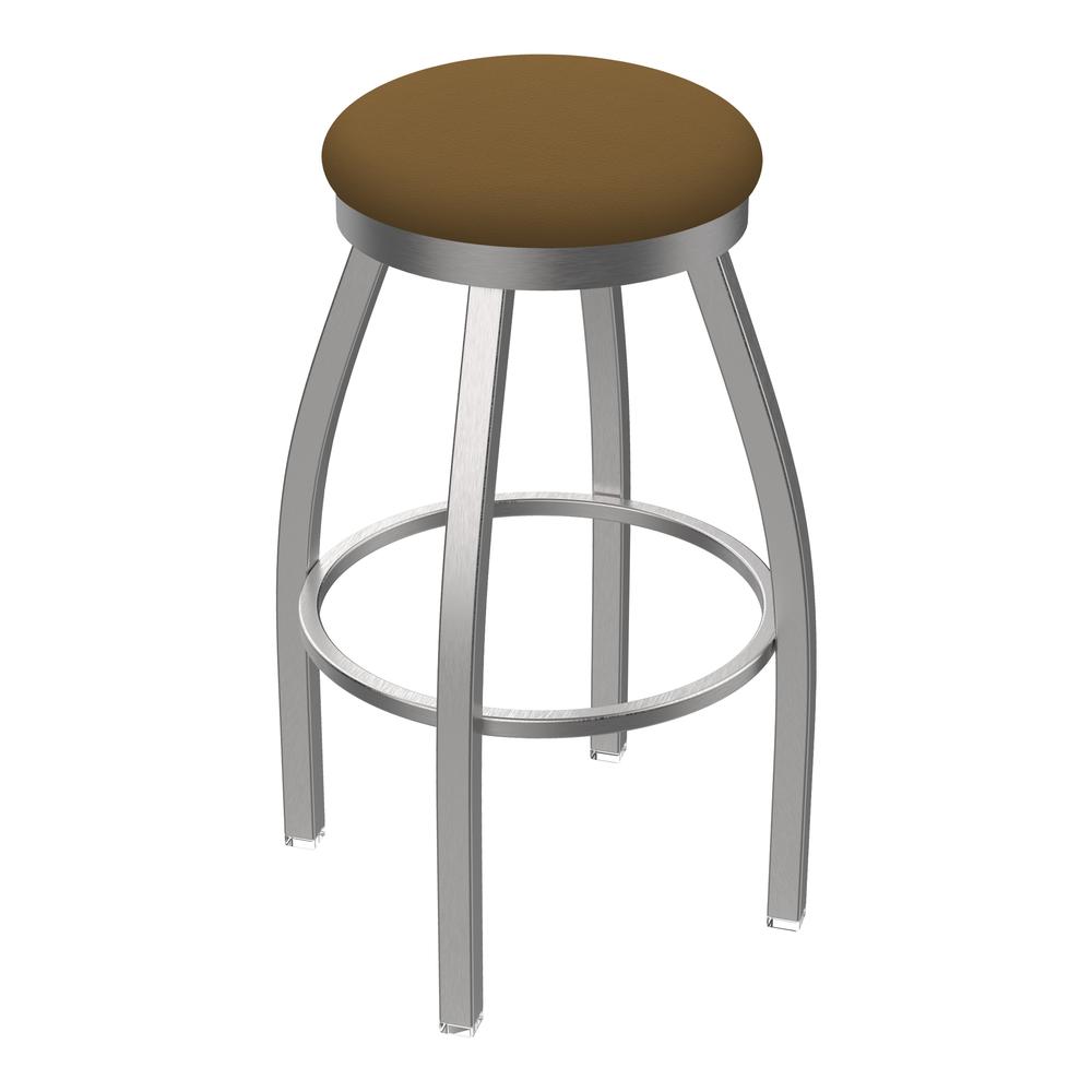802 Misha Stainless Steel 30" Swivel Bar Stool with Canter Saddle Seat