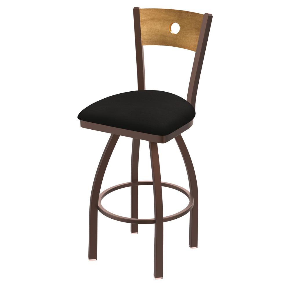 830 Voltaire 36" Swivel Counter Stool with Bronze Finish, Medium Back, and Canter Espresso Seat
