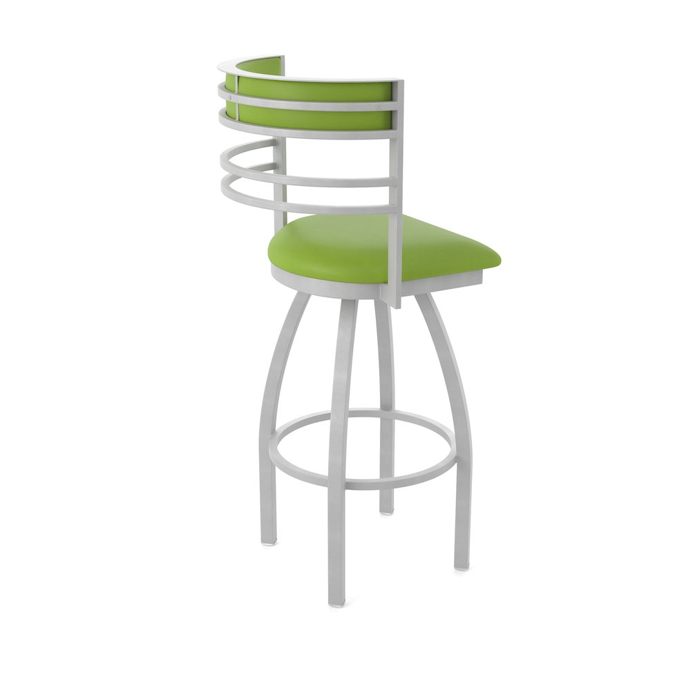 Swivel Bar Stool with Anodized Nickel Finish and Canter Kiwi Green Seat and Back