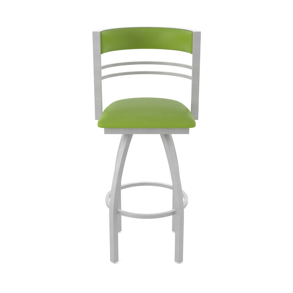 Swivel Bar Stool with Anodized Nickel Finish and Canter Kiwi Green Seat and Back