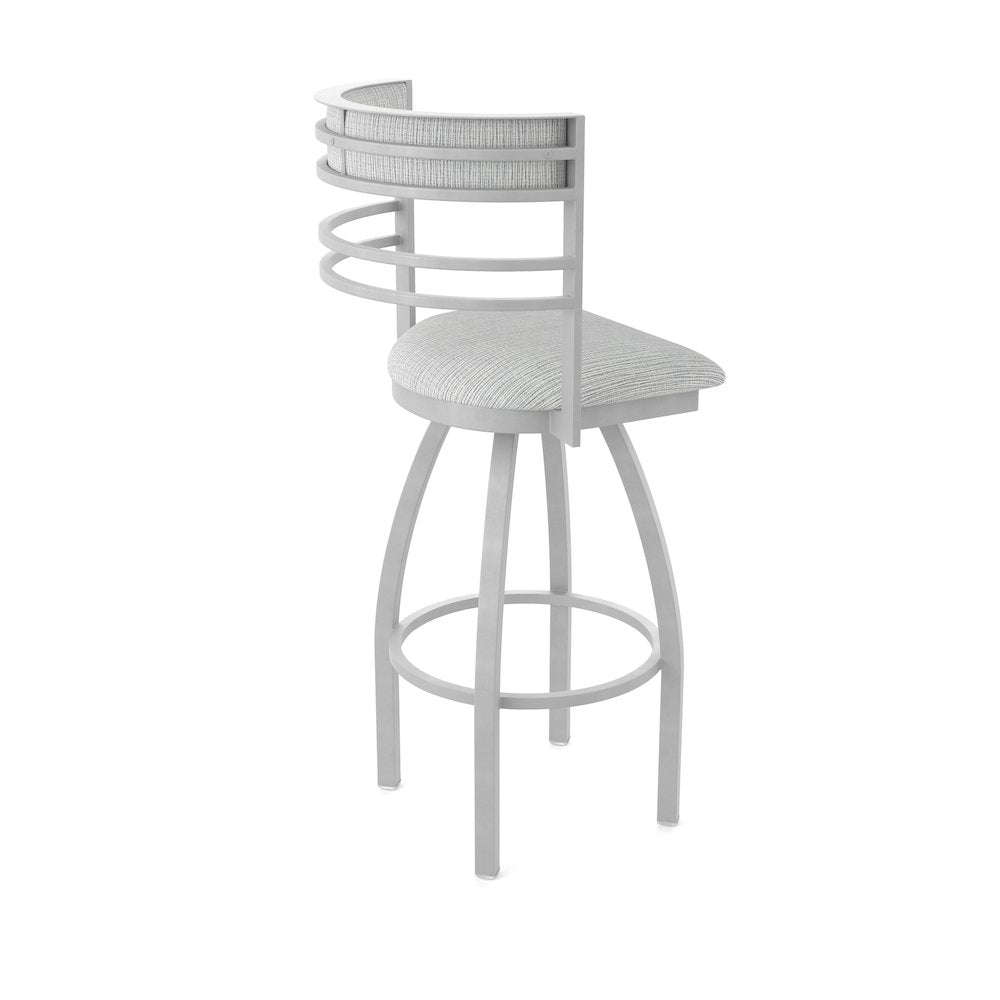 Swivel Bar Stool with Anodized Nickel Finish and Graph Alpine Seat and Back