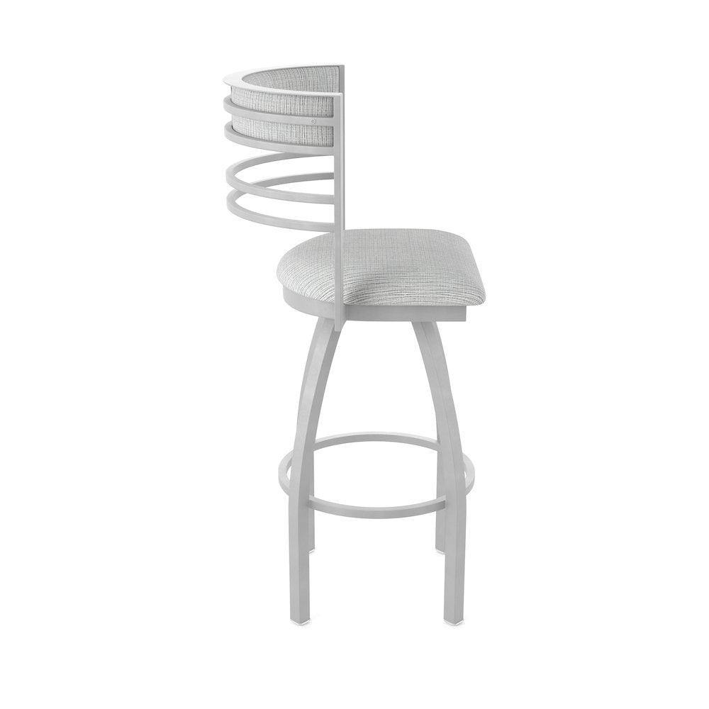 Swivel Bar Stool with Anodized Nickel Finish and Graph Alpine Seat and Back