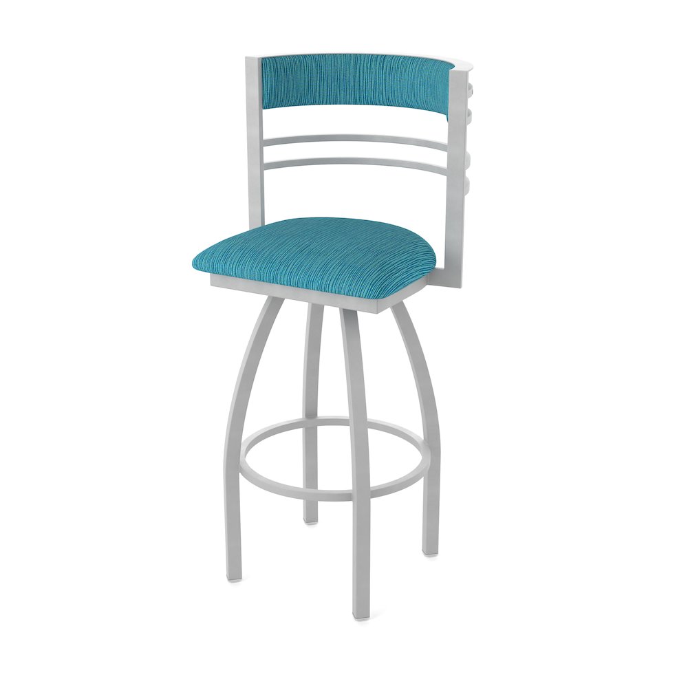 Swivel Bar Stool with Anodized Nickel Finish and Graph Tidal Seat and Back
