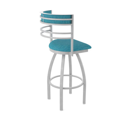 Swivel Bar Stool with Anodized Nickel Finish and Graph Tidal Seat and Back