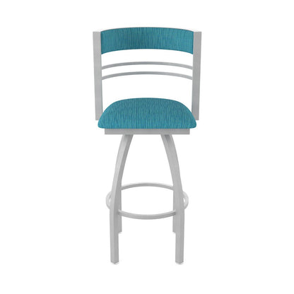 Swivel Bar Stool with Anodized Nickel Finish and Graph Tidal Seat and Back
