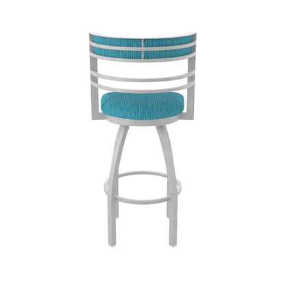 Swivel Bar Stool with Anodized Nickel Finish and Graph Tidal Seat and Back