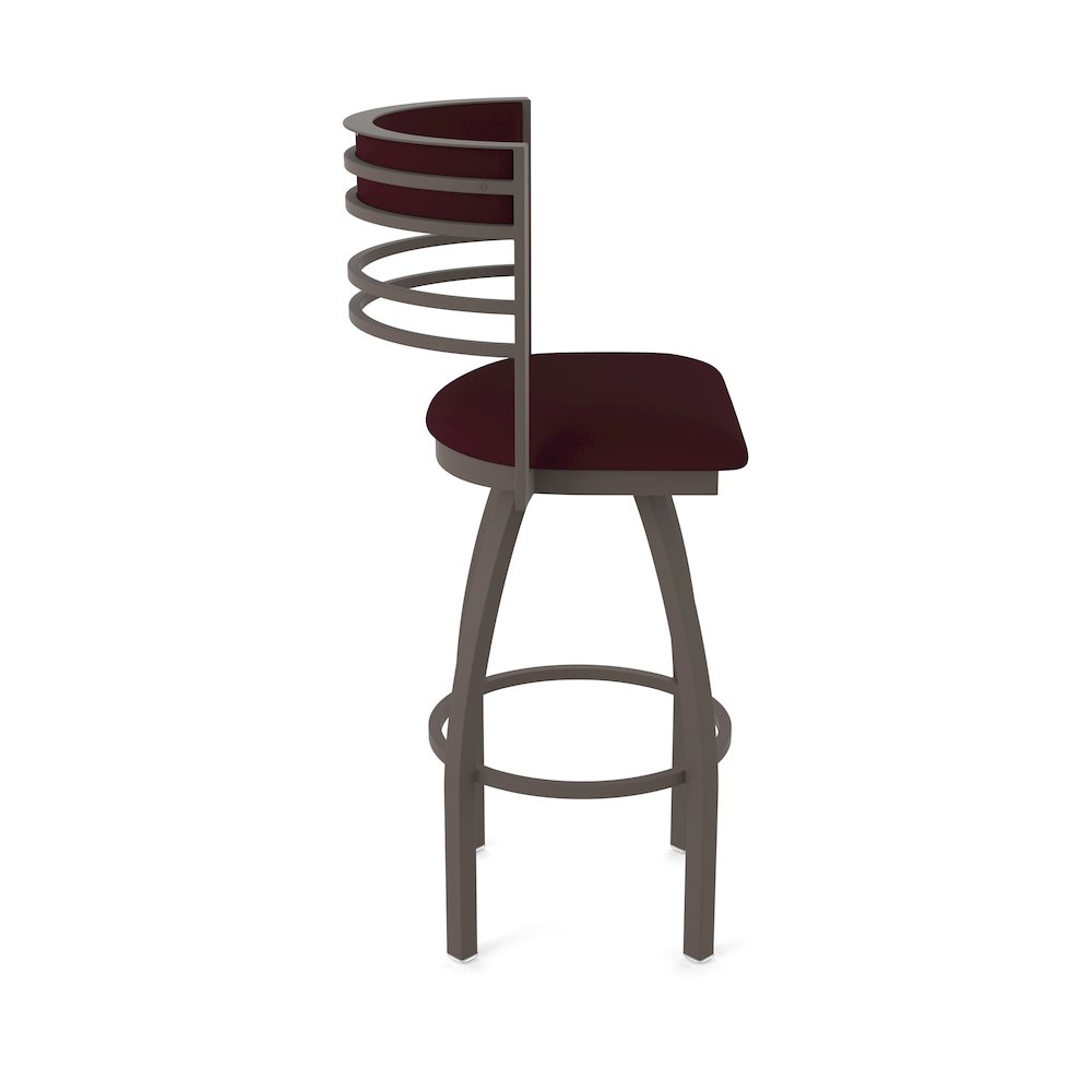 Swivel Bar Stool with Bronze Finish and Canter Bordeaux Seat and Back