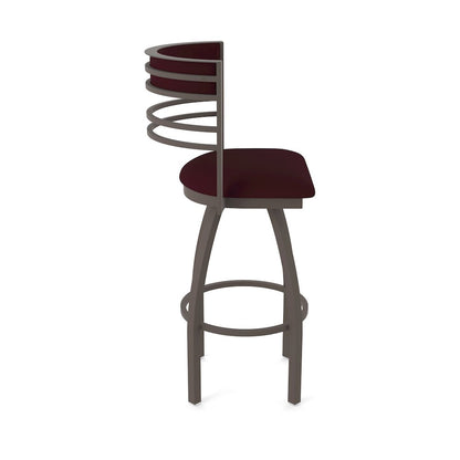 Swivel Bar Stool with Bronze Finish and Canter Bordeaux Seat and Back