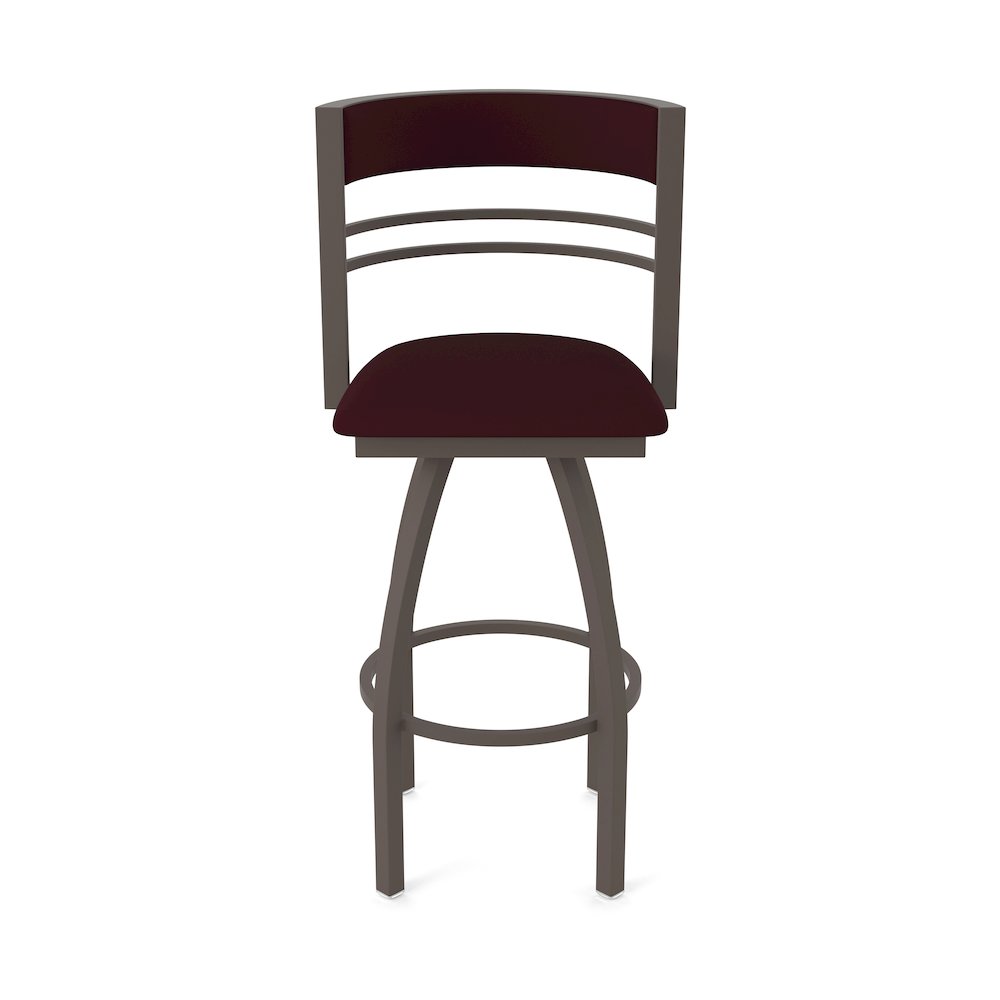 Swivel Bar Stool with Bronze Finish and Canter Bordeaux Seat and Back
