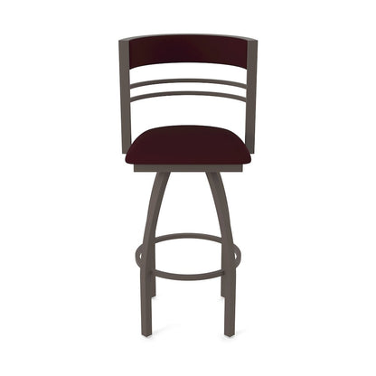 Swivel Bar Stool with Bronze Finish and Canter Bordeaux Seat and Back