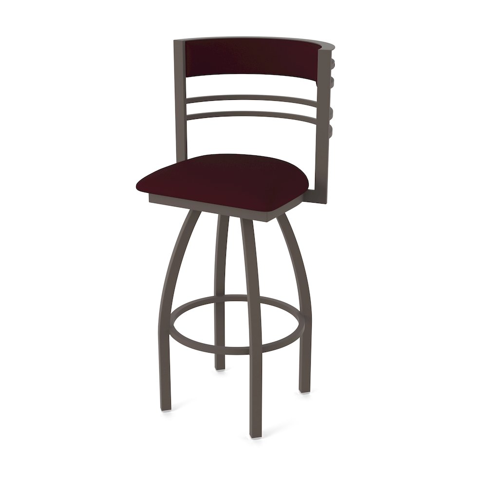 Swivel Bar Stool with Bronze Finish and Canter Bordeaux Seat and Back
