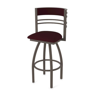 Swivel Bar Stool with Bronze Finish and Canter Bordeaux Seat and Back