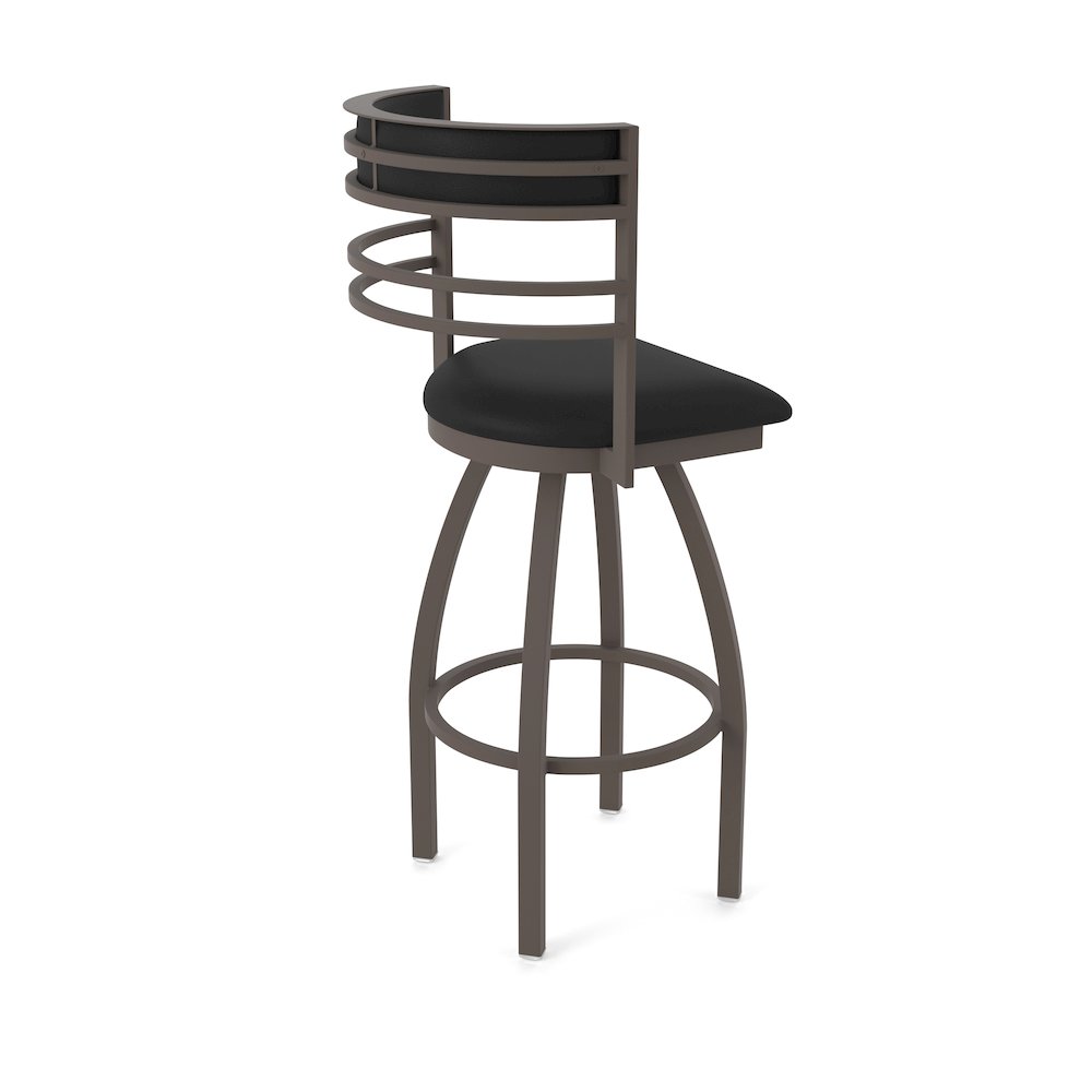 Swivel Bar Stool with Bronze Finish and Black Vinyl Seat and Back