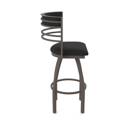 Swivel Bar Stool with Bronze Finish and Black Vinyl Seat and Back