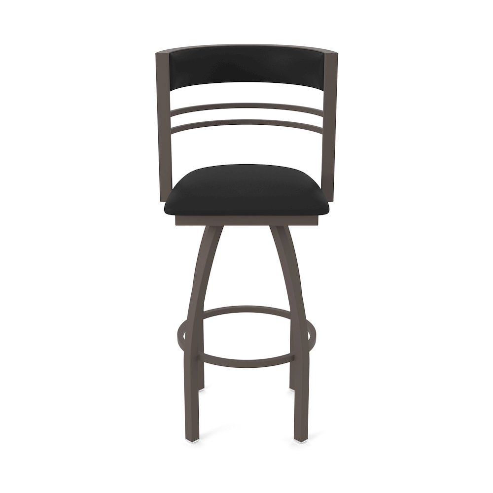 Swivel Bar Stool with Bronze Finish and Black Vinyl Seat and Back