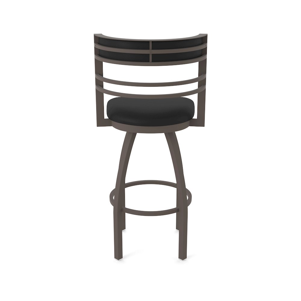 Swivel Bar Stool with Bronze Finish and Black Vinyl Seat and Back
