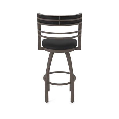 Swivel Bar Stool with Bronze Finish and Black Vinyl Seat and Back