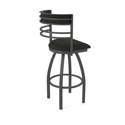 Swivel Bar Stool with Pewter Finish and Canter Espresso Seat and Back