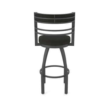 Swivel Bar Stool with Pewter Finish and Canter Espresso Seat and Back