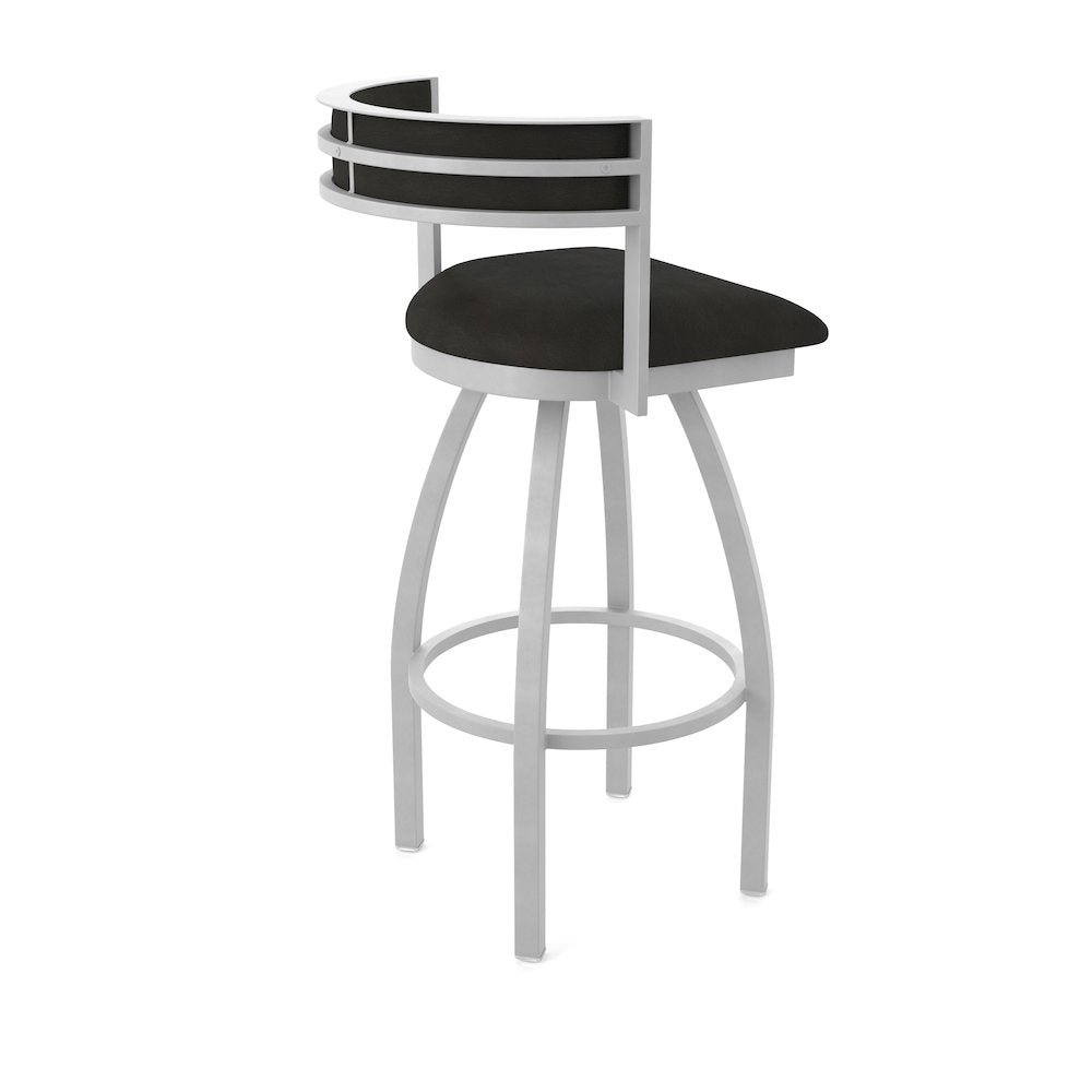 Swivel Bar Stool with Anodized Nickel Finish and Canter Espresso Seat and Back