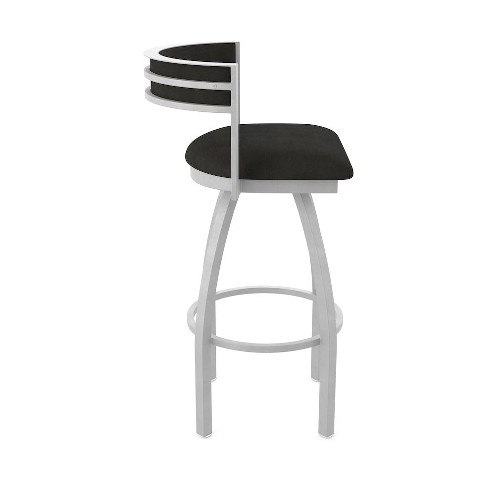 Swivel Bar Stool with Anodized Nickel Finish and Canter Espresso Seat and Back