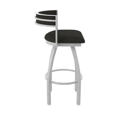 Swivel Bar Stool with Anodized Nickel Finish and Canter Espresso Seat and Back