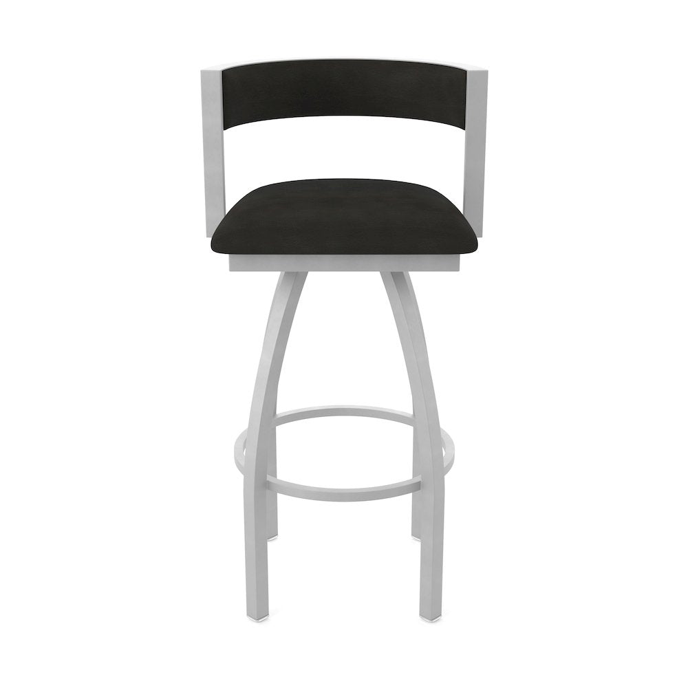 Swivel Bar Stool with Anodized Nickel Finish and Canter Espresso Seat and Back