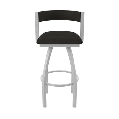 Swivel Bar Stool with Anodized Nickel Finish and Canter Espresso Seat and Back